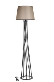 Opviq Lámpara de pie Havin con pantalla de mimbre oscuro en Beige y Negro